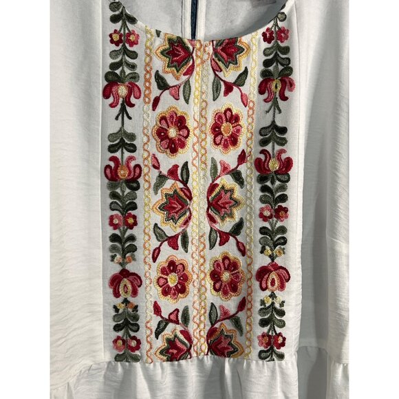 NYCC Womens 2X White Blouse With Floral Embroidery - Picture 3 of 8